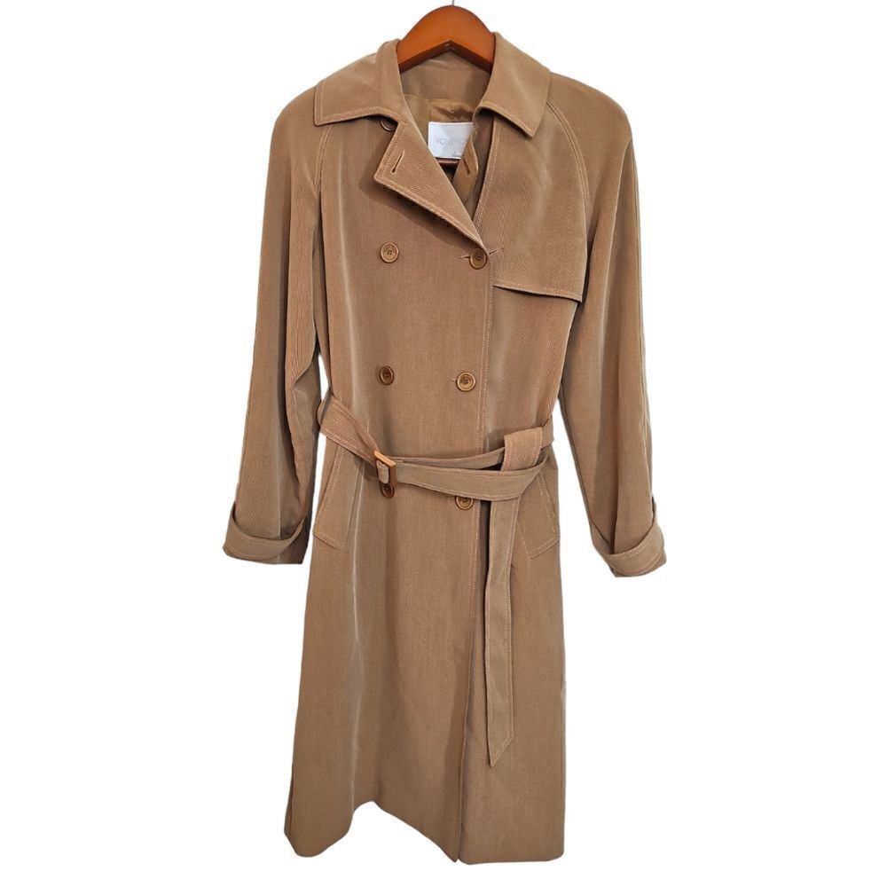 Vorte Nom Dark‎ Khaki Double Breasted Trench Coat, Belted, Size 6